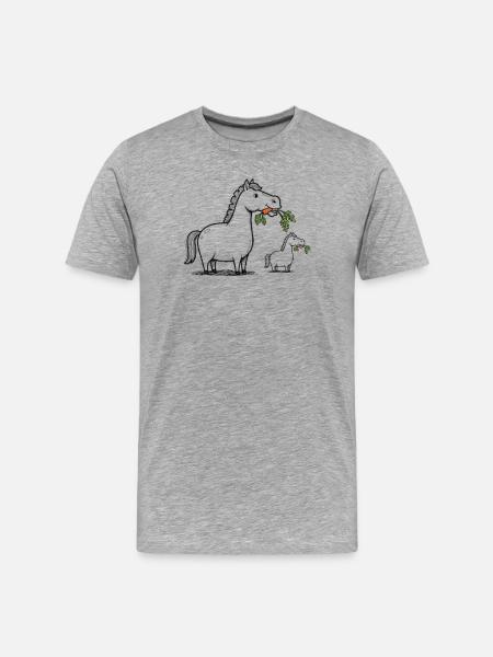 Humorous horse with carrot - Men's Premium Organic T-Shirt - heather grey