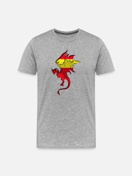 Flag of Spain - Spain - Dragon Silhouette - Men's Premium Organic T-Shirt - heather grey
