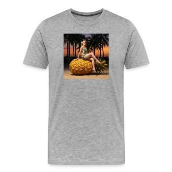 Bikini tropical à motif ananas - T-shirt bio Premium Homme - gris chiné - Devant - Damien (186cm)