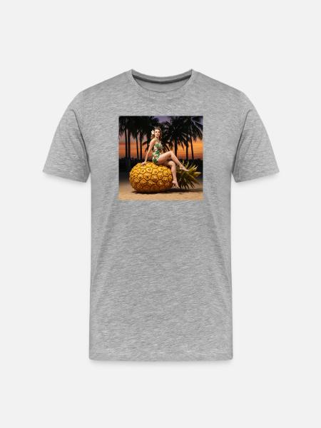 Tropical bikini design with pineapple motif - Men's Premium Organic T-Shirt - heather grey