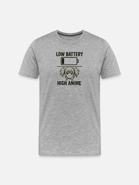 Anime Girl With Battery Warning - Men's Premium Organic T-Shirt - heather grey