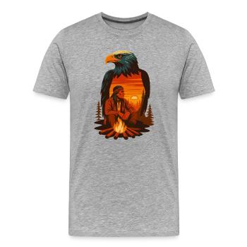 Spirit of the Eagle and the Song of Flame - Men's Premium Organic T-Shirt - heather grey - Front - Damien (186cm)