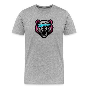 Cyber-Bär mit Neon-Visor - Männer Premium Bio T-Shirt - Grau meliert - Vorne - Damien (186cm)