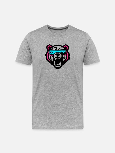 Cyber bear with neon visor - Men's Premium Organic T-Shirt - heather grey