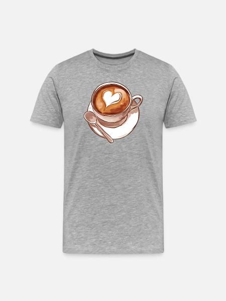Tasse Kaffee Aquarell - Männer Premium Bio T-Shirt - Grau meliert