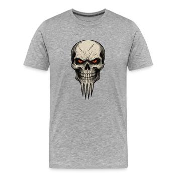Zombie Skull Albtraum - Männer Premium Bio T-Shirt - Grau meliert - Vorne - Damien (186cm)