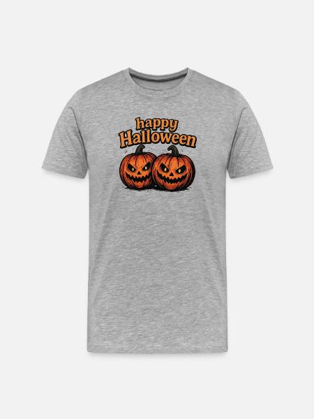 Spooky Halloween pumpkins with evil eye - Men's Premium Organic T-Shirt - heather grey