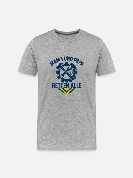 Mutter Vater Rettung Team Design - Männer Premium Bio T-Shirt - Grau meliert