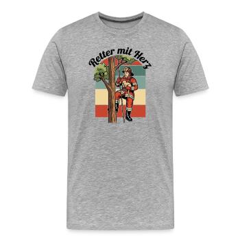 Sauveur de cœur - T-shirt bio Premium Homme - gris chiné - Devant - Damien (186cm)