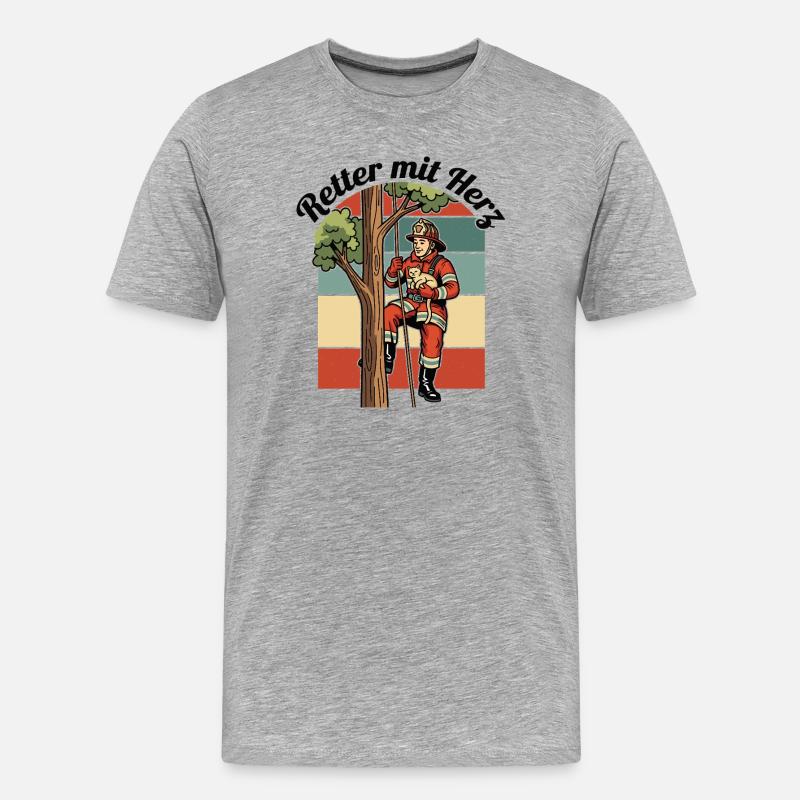 Retter mit Herz - Männer Premium Bio T-Shirt - Grau meliert