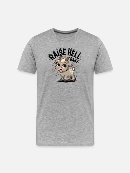 Cuddly baby goat motif.Raise Hell - Men's Premium Organic T-Shirt - heather grey