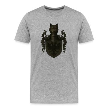 Jerrik Joris von Josten – Wolf & Doppeladler Crest - Männer Premium Bio T-Shirt - Grau meliert - Vorne - Damien (186cm)