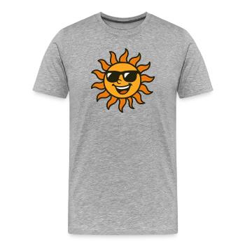 Soleil avec lunettes de soleil noires - T-shirt bio Premium Homme - gris chiné - Devant - Damien (186cm)