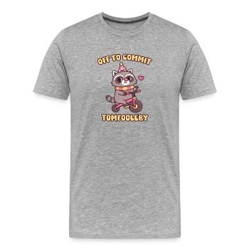 Niedlicher Waschbär-Clown Geht los, um Unsinn zu begehen - Männer Premium Bio T-Shirt - Grau meliert - Vorne - Damien (186cm)