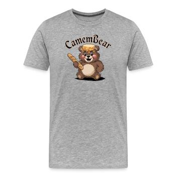Bär mit Honig und Baguette - Männer Premium Bio T-Shirt - Grau meliert - Vorne - Damien (186cm)