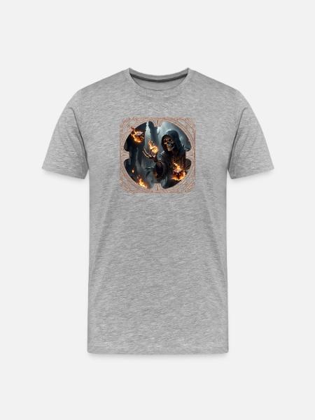 Skeleton Dice Magic and Fire - Men's Premium Organic T-Shirt - heather grey