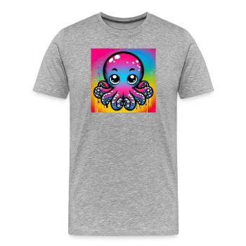 Pieuvre - T-shirt bio Premium Homme - gris chiné - Devant - Damien (186cm)