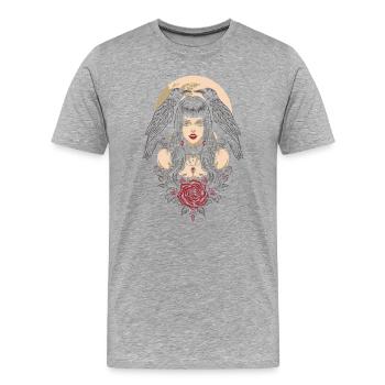 gothic girl with crows gift - Men's Premium Organic T-Shirt - heather grey - Front - Damien (186cm)