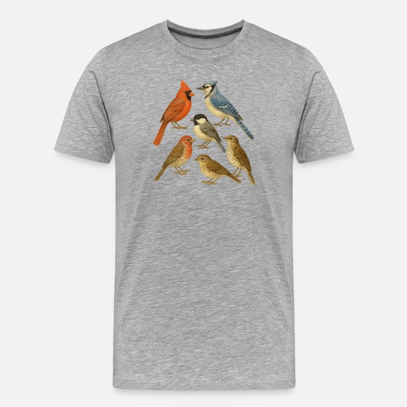 Natürliche Vogelsammlung - Männer Premium Bio T-Shirt - Grau meliert