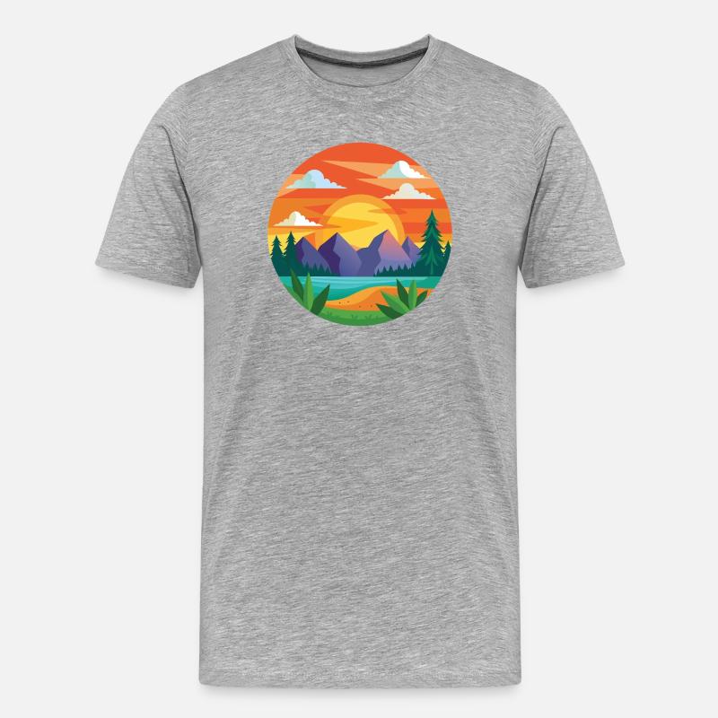 Bunte Berge - Männer Premium Bio T-Shirt - Grau meliert