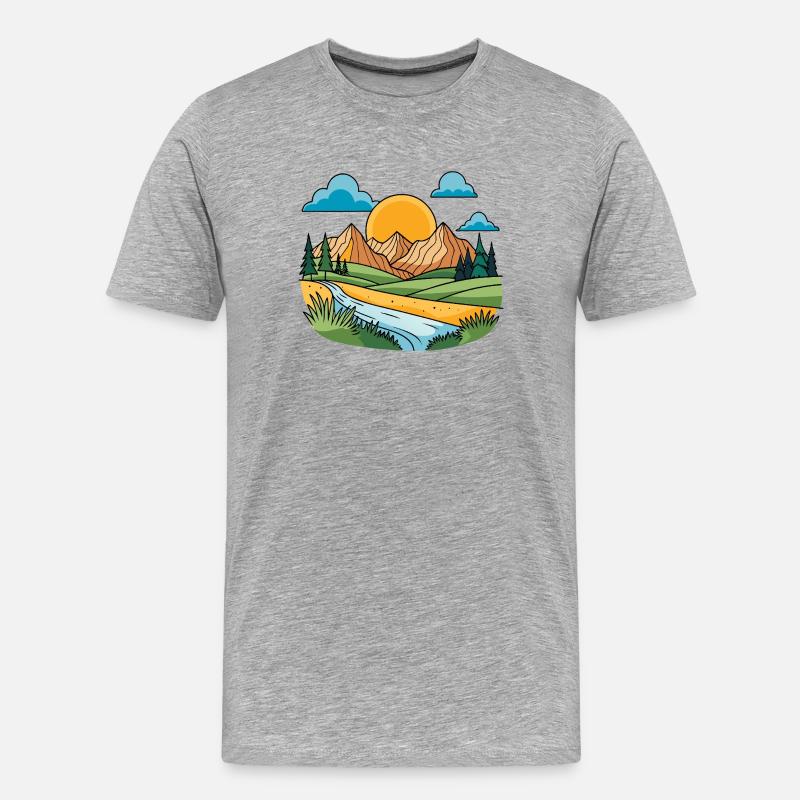 Bunte Berge - Männer Premium Bio T-Shirt - Grau meliert