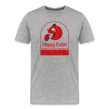Happy Eater Design en détresse - T-shirt bio Premium Homme - gris chiné - Devant - Damien (186cm)
