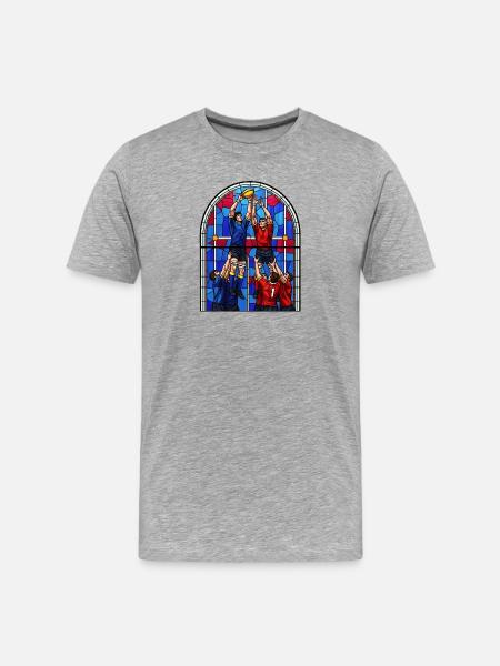 Stained Glass Rugby Lineout - Men's Premium Organic T-Shirt - heather grey