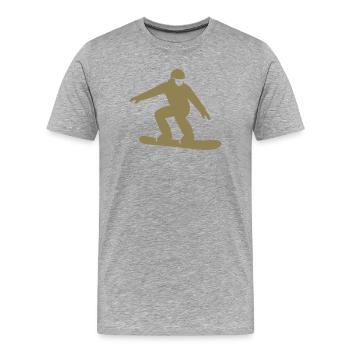 Snowboarder Silhouette Winterurlaub Wintersport - Männer Premium Bio T-Shirt - Grau meliert - Vorne - Damien (186cm)
