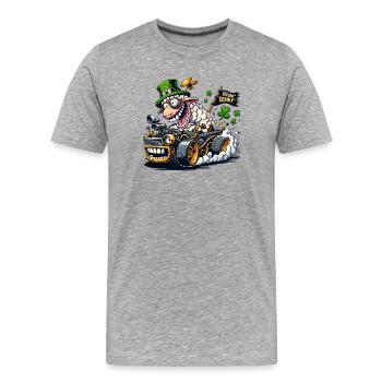 Leprechaun Schaf St. Patrick's Day Auto - Männer Premium Bio T-Shirt - Grau meliert - Vorne - Damien (186cm)