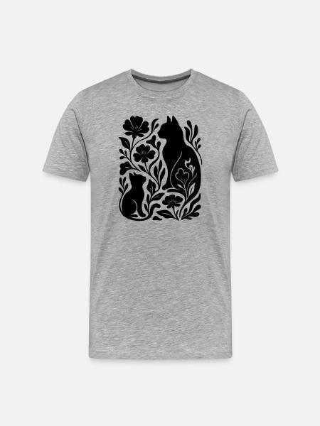 Abstraktes Spiel Katzen - Männer Premium Bio T-Shirt - Grau meliert