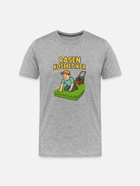 Rasenkosmetiker Humor Design - Männer Premium Bio T-Shirt - Grau meliert