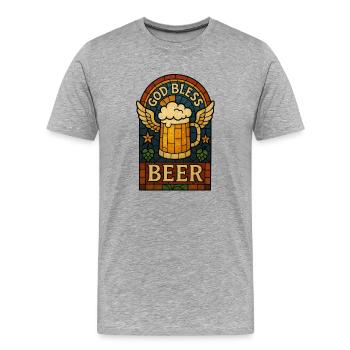 God Bless Beer - T-shirt bio Premium Homme - gris chiné - Devant - Damien (186cm)