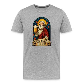 God Bless Beer - T-shirt bio Premium Homme - gris chiné - Devant - Damien (186cm)
