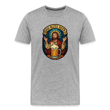 God Bless Beer - T-shirt bio Premium Homme - gris chiné - Devant - Damien (186cm)