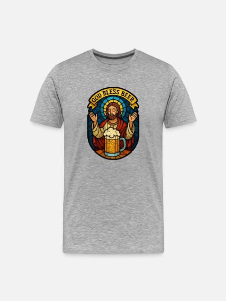 God Bless Beer - Men's Premium Organic T-Shirt - heather grey