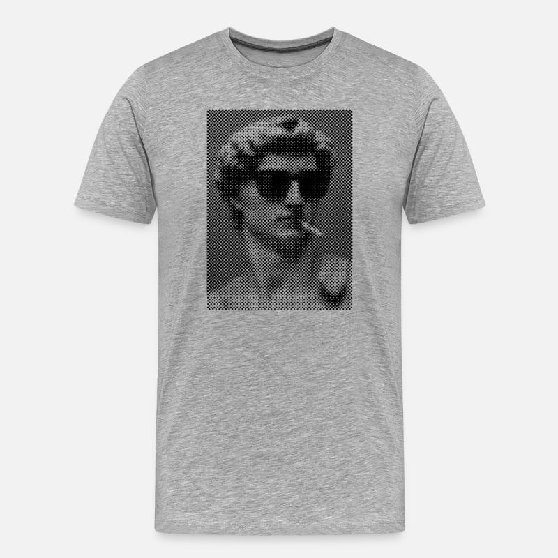 David Michelangelo raucht eine Zigarette - Männer Premium Bio T-Shirt - Grau meliert