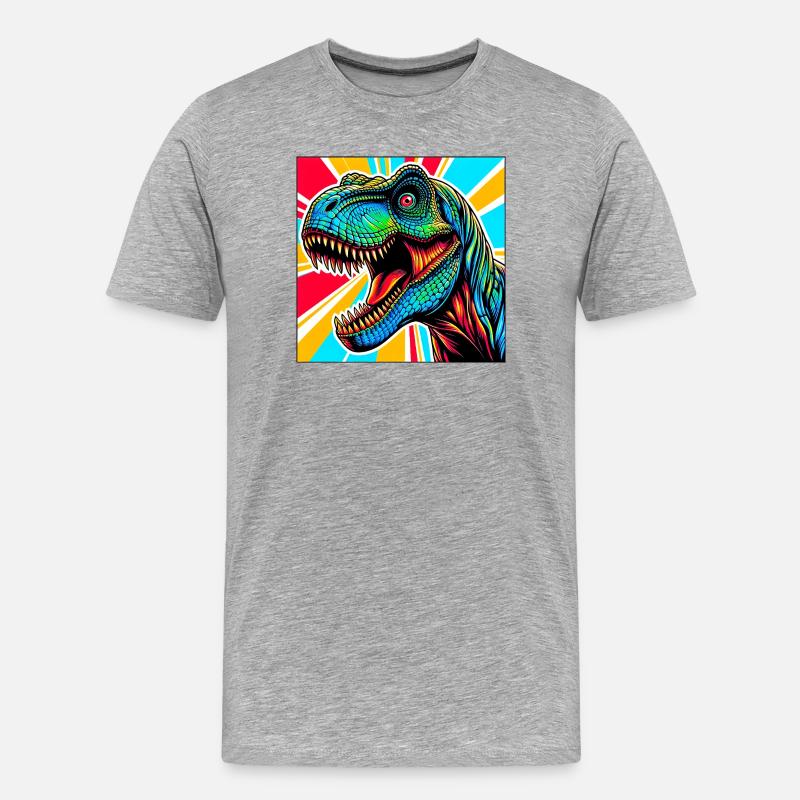 Dinosaurier - Männer Premium Bio T-Shirt - Grau meliert