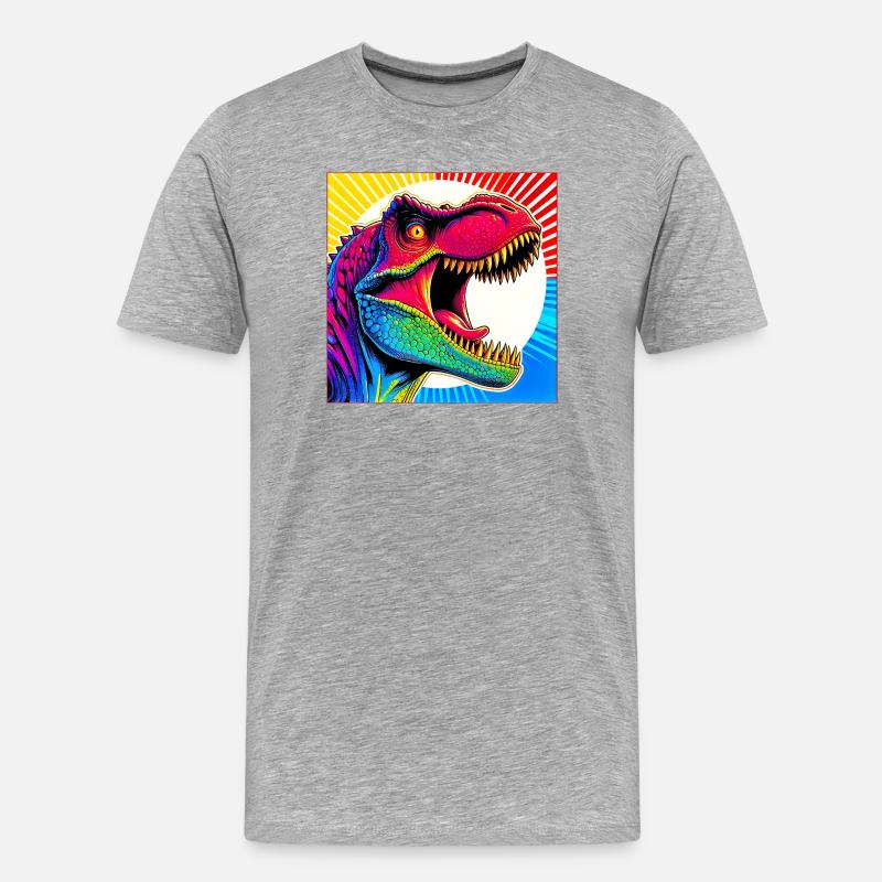 Dinosaurier - Männer Premium Bio T-Shirt - Grau meliert