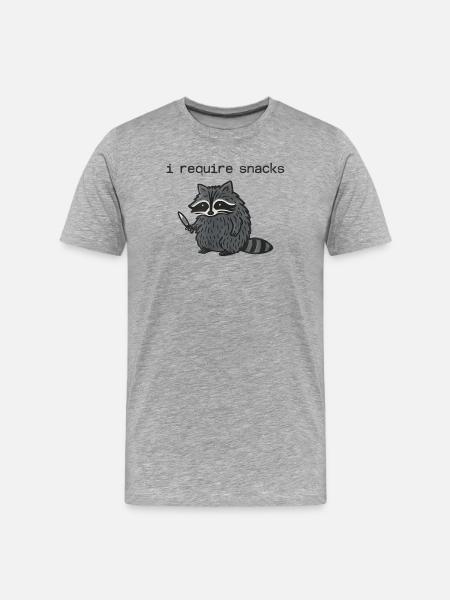 Lustig, Maskierter Waschbär, Mit, Messer - Männer Premium Bio T-Shirt - Grau meliert