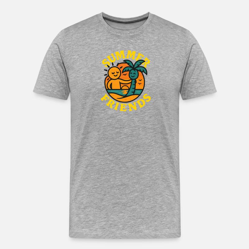 Summerfriends - Männer Premium Bio T-Shirt - Grau meliert
