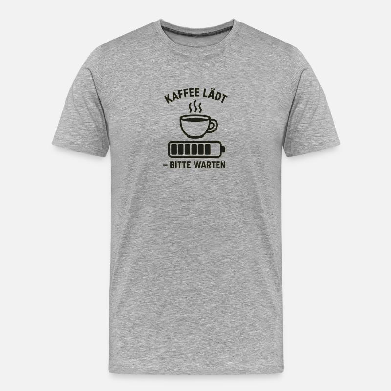 Kaffee lädt – bitte warten - Männer Premium Bio T-Shirt - Grau meliert
