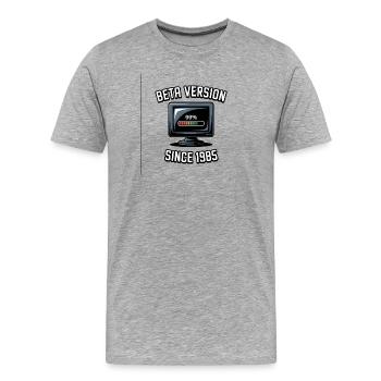 Rétro ordinateur Progrès Conception - T-shirt bio Premium Homme - gris chiné - Devant - Damien (186cm)