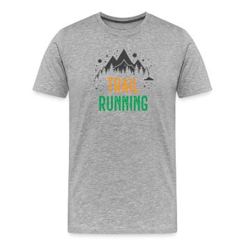 Course sur sentier - T-shirt bio Premium Homme - gris chiné - Devant - Damien (186cm)