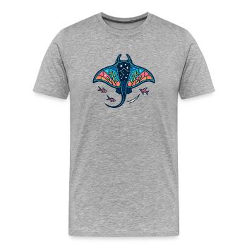 Cosmic Manta – Star Reef - Men's Premium Organic T-Shirt - heather grey - Front - Damien (186cm)