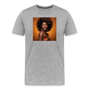 Fröhliche bunte Afro-Frau - Männer Premium Bio T-Shirt - Grau meliert - Vorne - Damien (186cm)