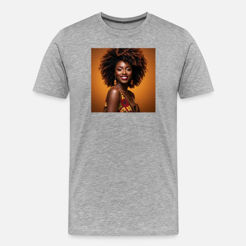Fröhliche bunte Afro-Frau - Männer Premium Bio T-Shirt - Grau meliert
