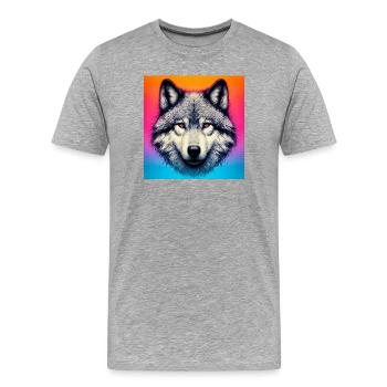 Wolf - Men's Premium Organic T-Shirt - heather grey - Front - Damien (186cm)