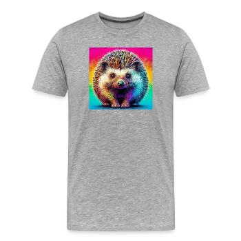 Igel - Männer Premium Bio T-Shirt - Grau meliert - Vorne - Damien (186cm)