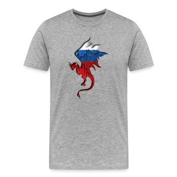 Flagge von Russland - Russland - Drachensilhouette - Männer Premium Bio T-Shirt - Grau meliert - Vorne - Damien (186cm)