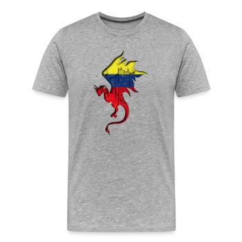 Flagge von Kolumbien - Kolumbien - Drachensilhouette - Männer Premium Bio T-Shirt - Grau meliert - Vorne - Damien (186cm)